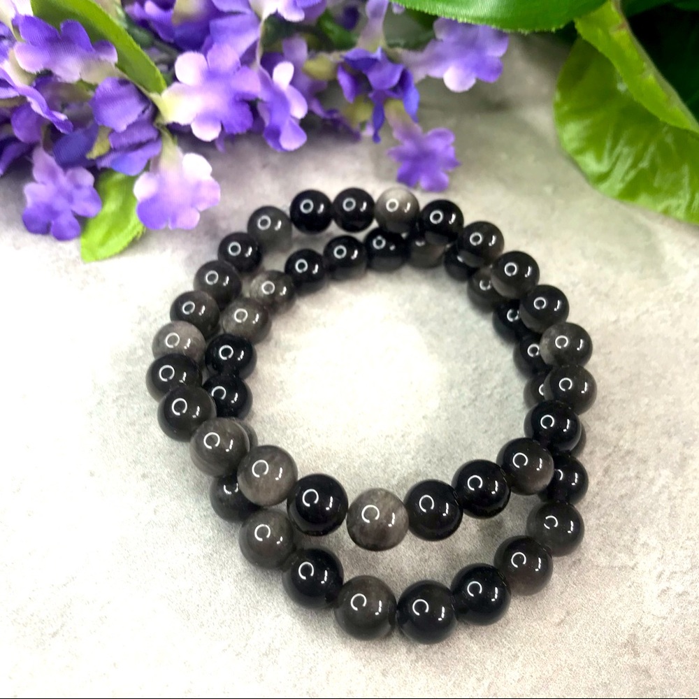 Obsidian Bracelet (silver sheen)